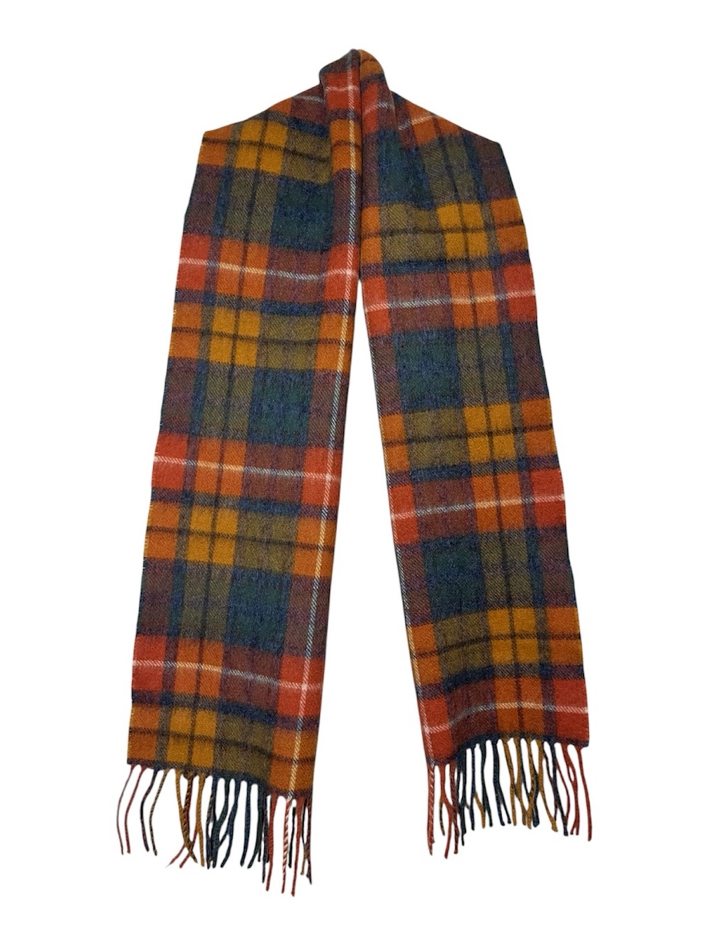 Highland Tweeds Lambswool Scarf – Autumn Buchanan Tartan – Made in UK
